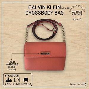 Vintage Calvin Klein Hayden Coral Saffiano Leather Crossbody bag
